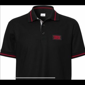 Burberry Mens Cotton Piqué Polo Shirt Size L black